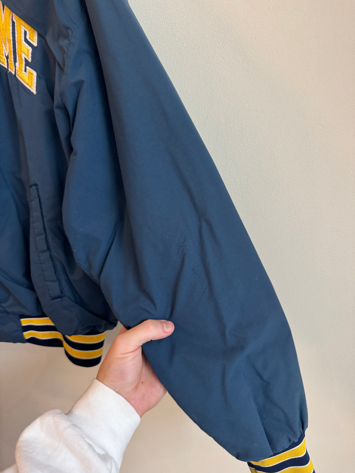 80s Notre Dame Boxy Swingster Vintage Windbreaker Varsity Jacket (L)