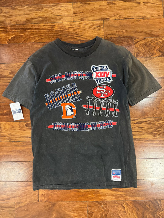 1990 Broncos v 49ers Super Bowl Nutmeg Faded Tee (L)