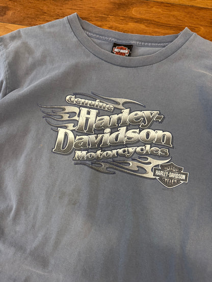 00s Harley Davidson Metal Emblem Curly's Tee (XL)
