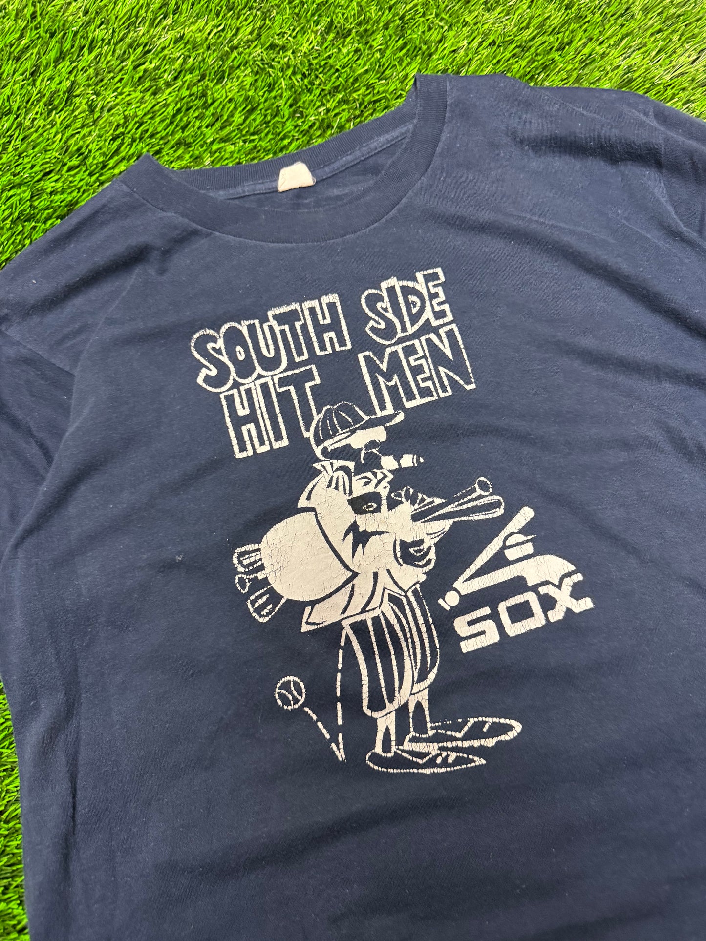 80s White Sox Southside Hit Men Graphic Vintage Tee (L)