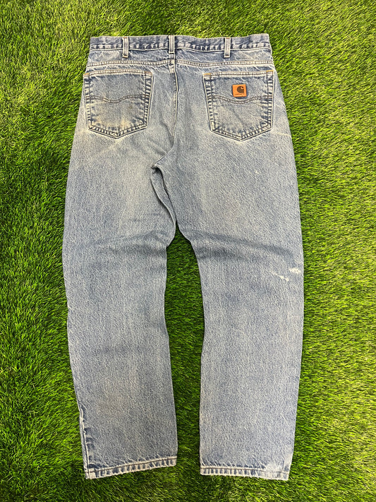 Carhartt Faded Mud Wash Blue Jeans (36 x 30)