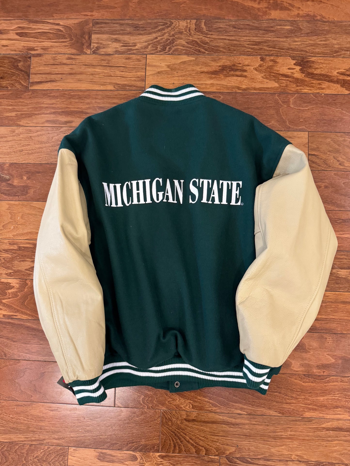 90s Michigan State Nike Varsity Leather Deadstock Jacket (L)