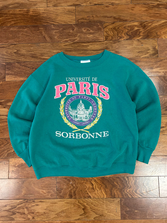 90s Universite De Paris Sabonne Dark Teal Crewneck (L)