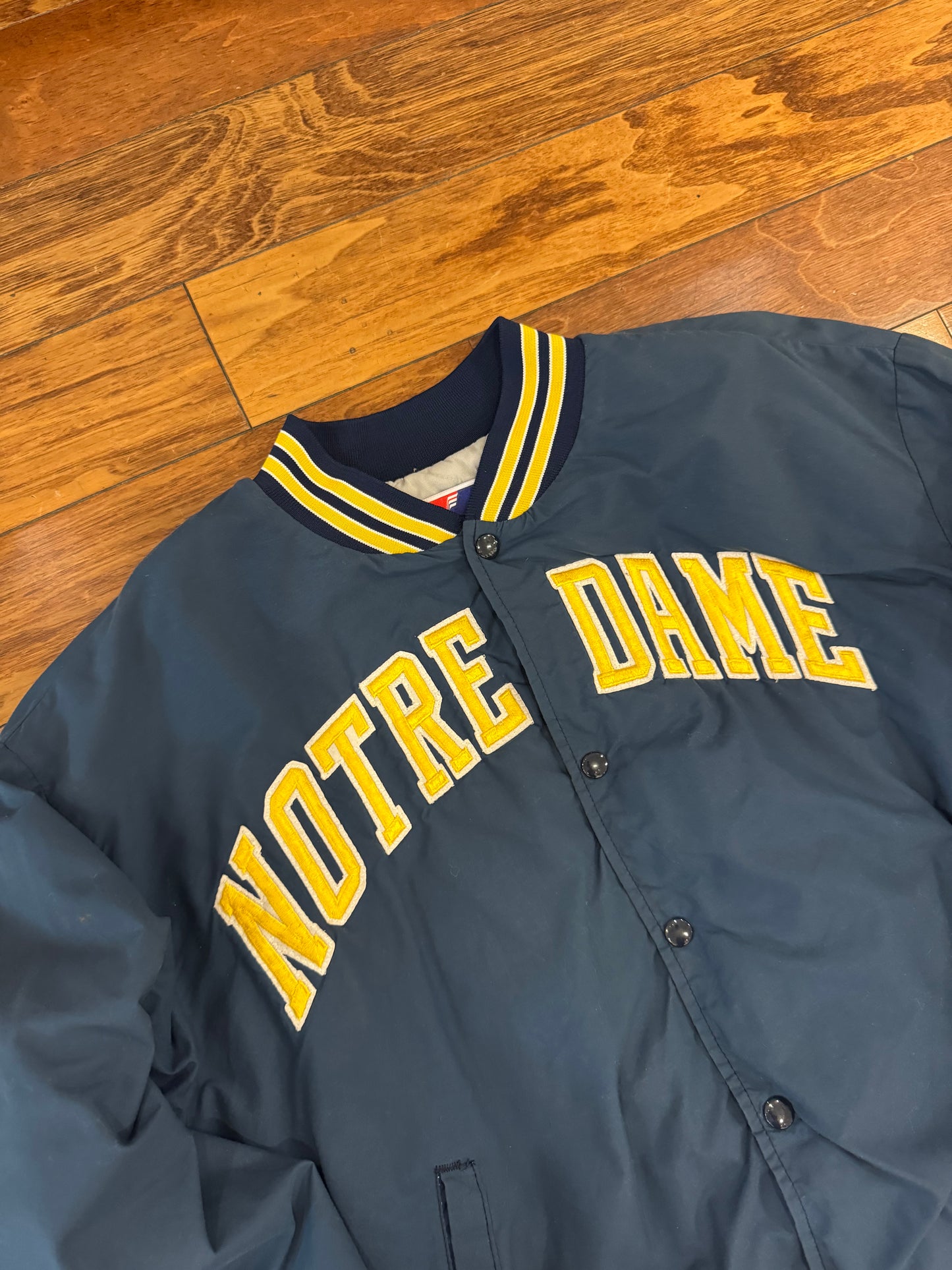 80s Notre Dame Boxy Swingster Vintage Windbreaker Varsity Jacket (L)