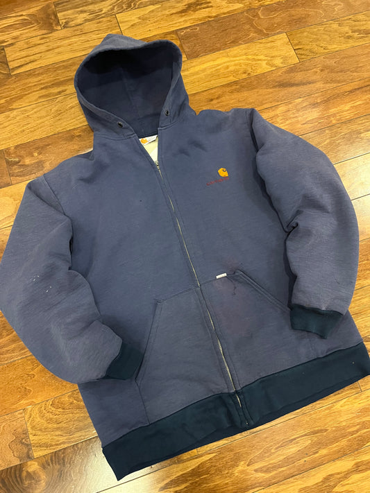 90s Carhartt Waffle Knit Vintage Faded Zip Up Hoodie (XXL)