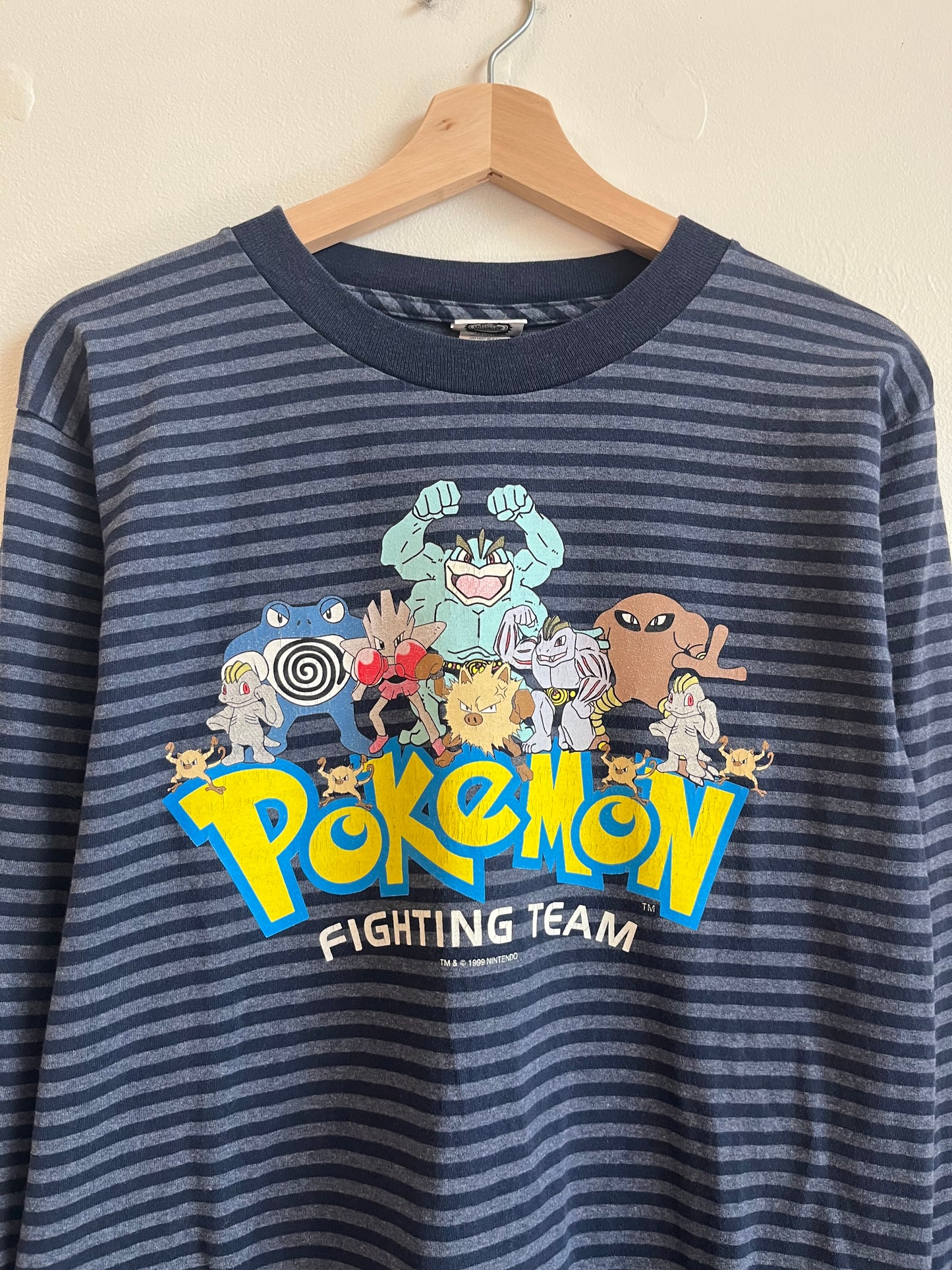 1999 Nintendo Pokemon Cartoon Striped Long Sleeve Shirt (Youth L)