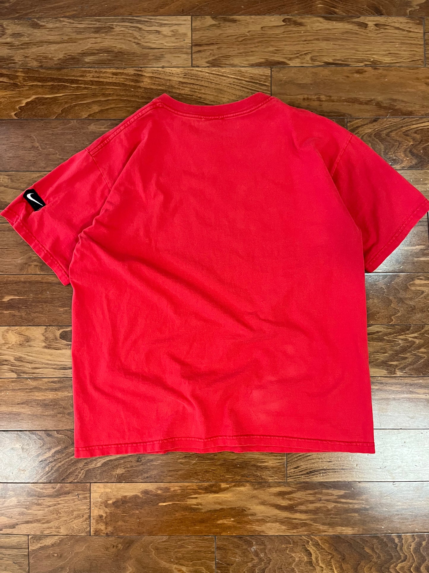 90s Nike Center Swoosh Spell Out Red Tee (XL)