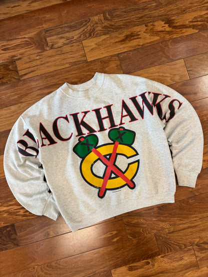 90s Chicago Blackhawks Big Spell Out Vintage Crewneck (XL)