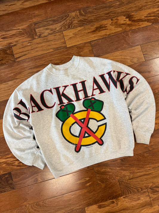 90s Chicago Blackhawks Big Spell Out Vintage Crewneck (XL)