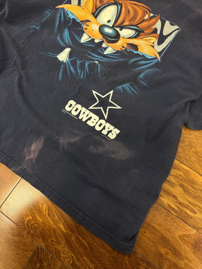 1998 Dallas Cowboys Taz Bleach Faded Tee (XL)
