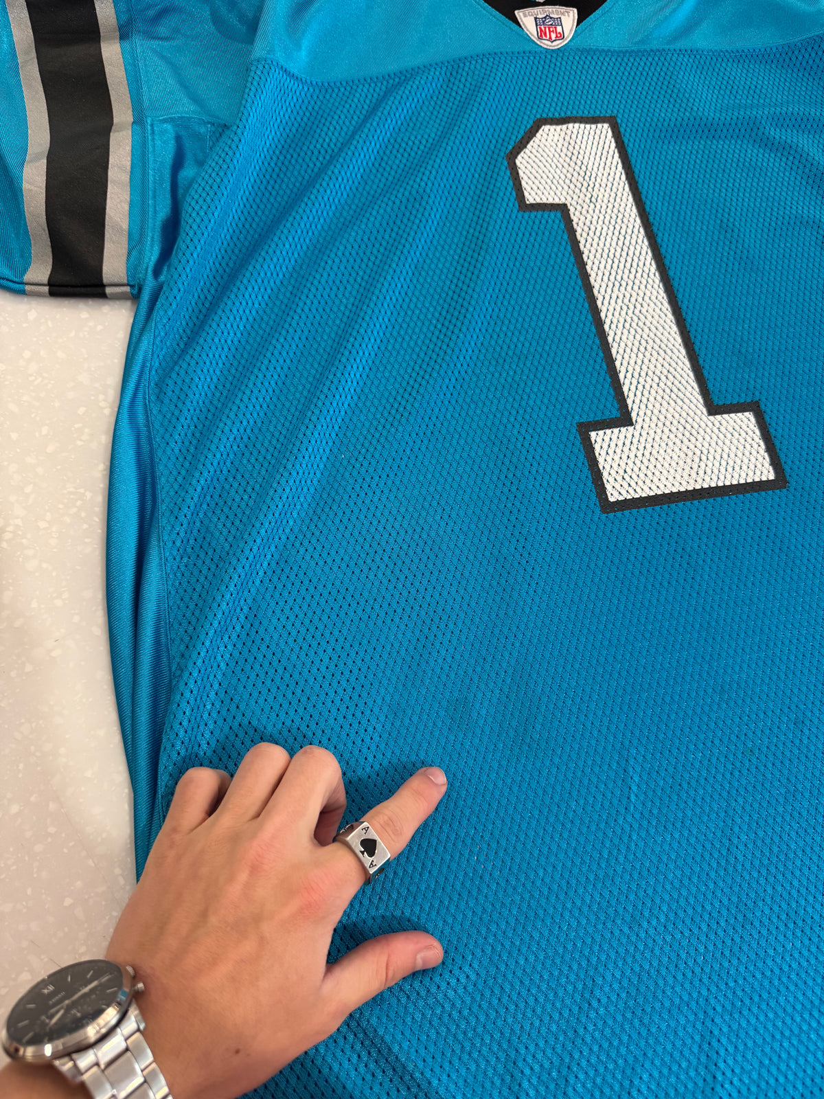 2010s Carolina Panthers Cam Newton Blue Rookie Reebok Jersey (XXL)