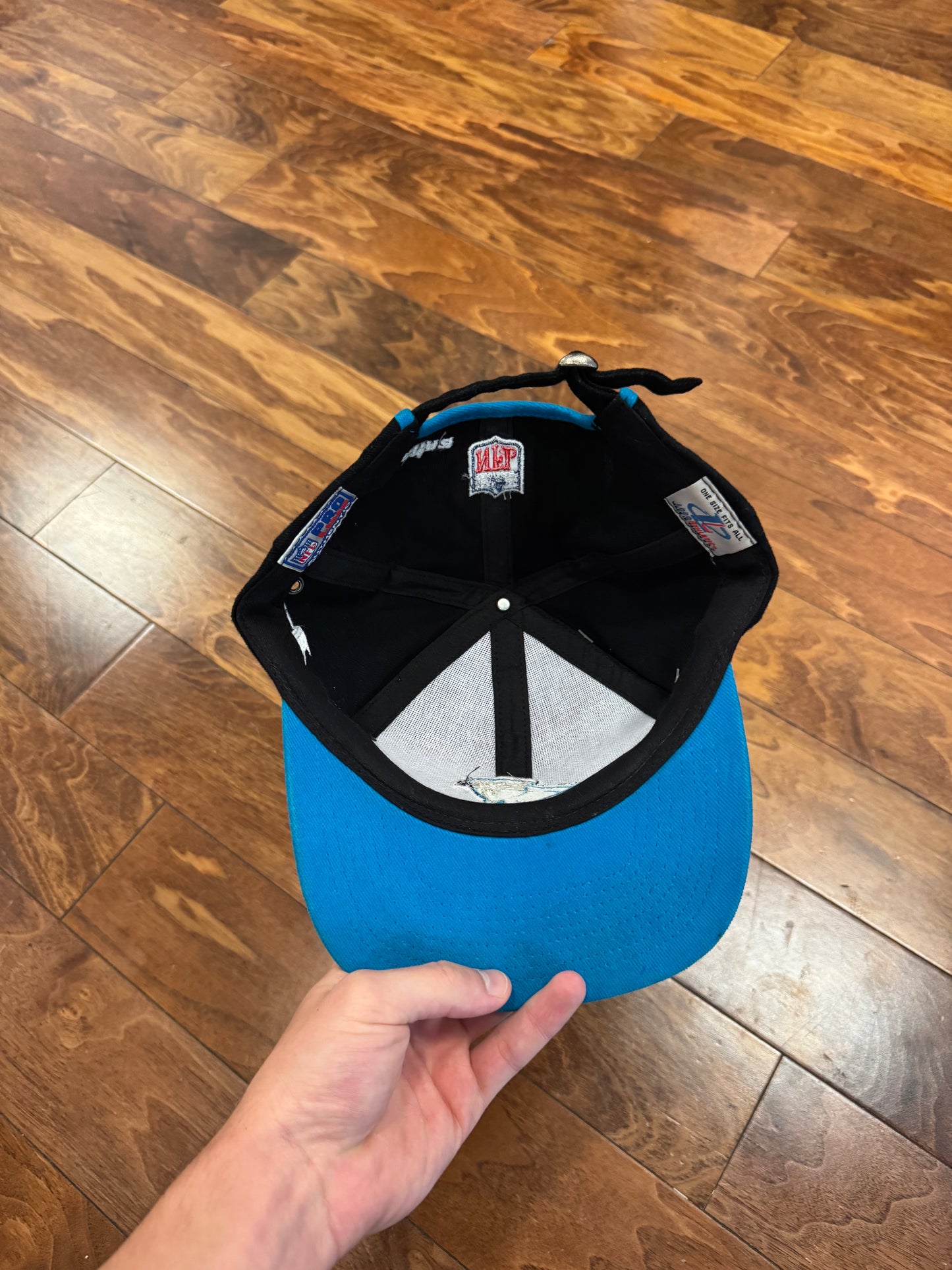 90s Carolina Panthers Logo Athletic Striped Hat (OS)