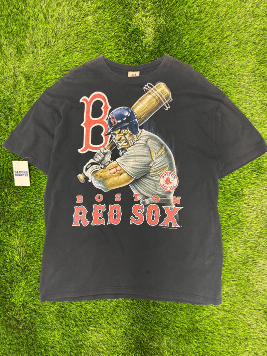 00s Boston Red Sox Mad Big Face Face Liquid Blue Tee (XXL)