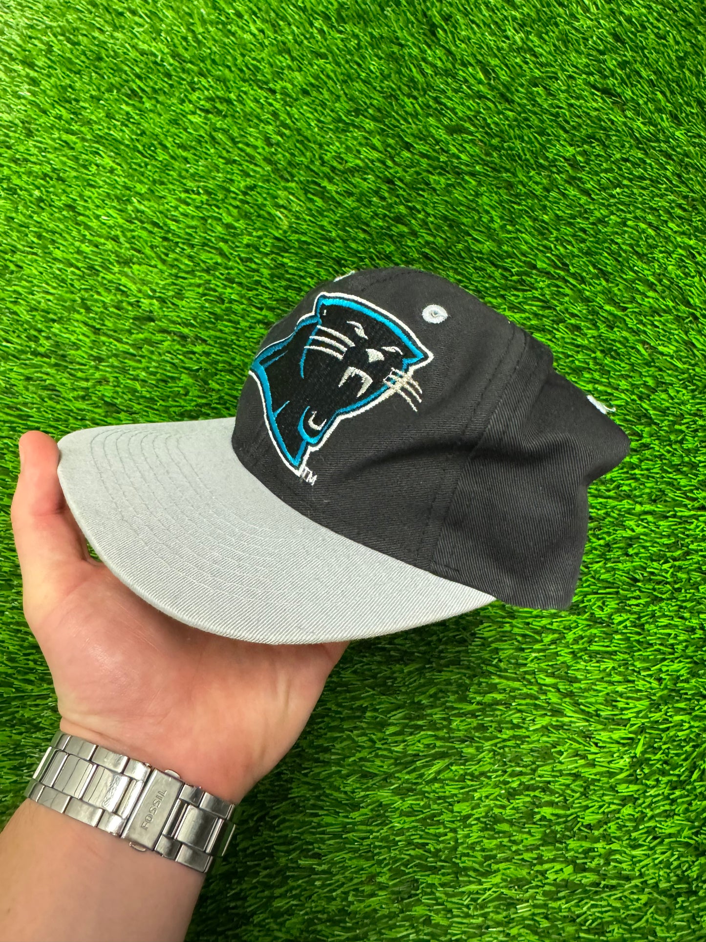90s Carolina Panthers Big Logo Competitor Snapback Hat (OS)