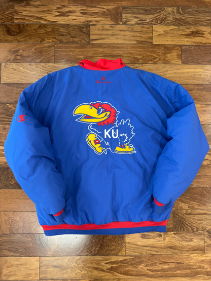 90s Kansas University (KU) Vintage Jayhawks Champion Puffer Jacket (XL)