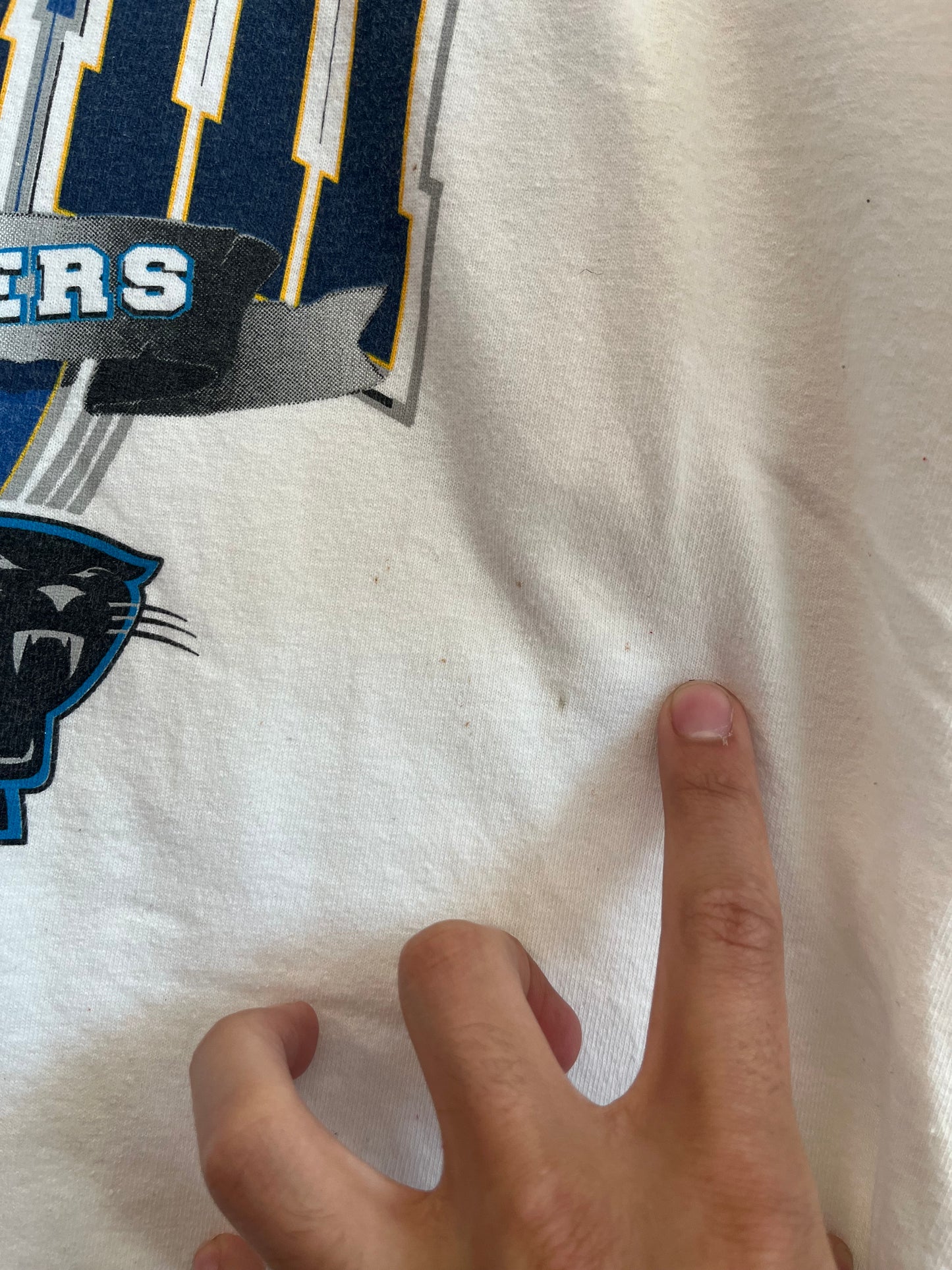 2004 New England Patriots vs Carolina Panthers White Tee (XL)