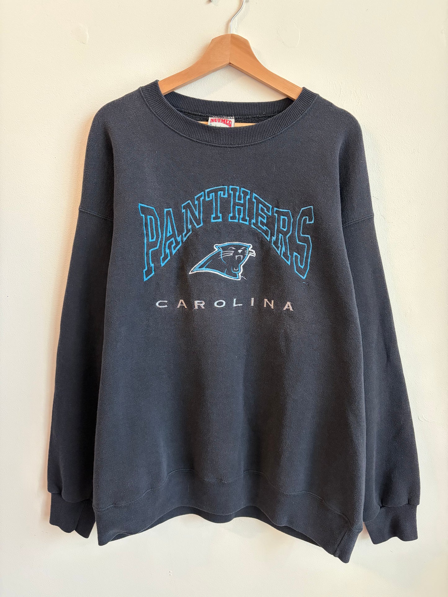 90s Carolina Panthers Nutmeg Embroidered Crewneck (XL)