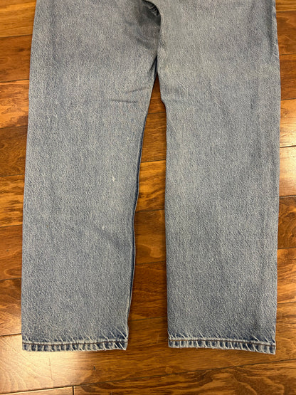1997 Levi's 505 Orange Tab Distressed Light Wash Jeans (36 x 30)