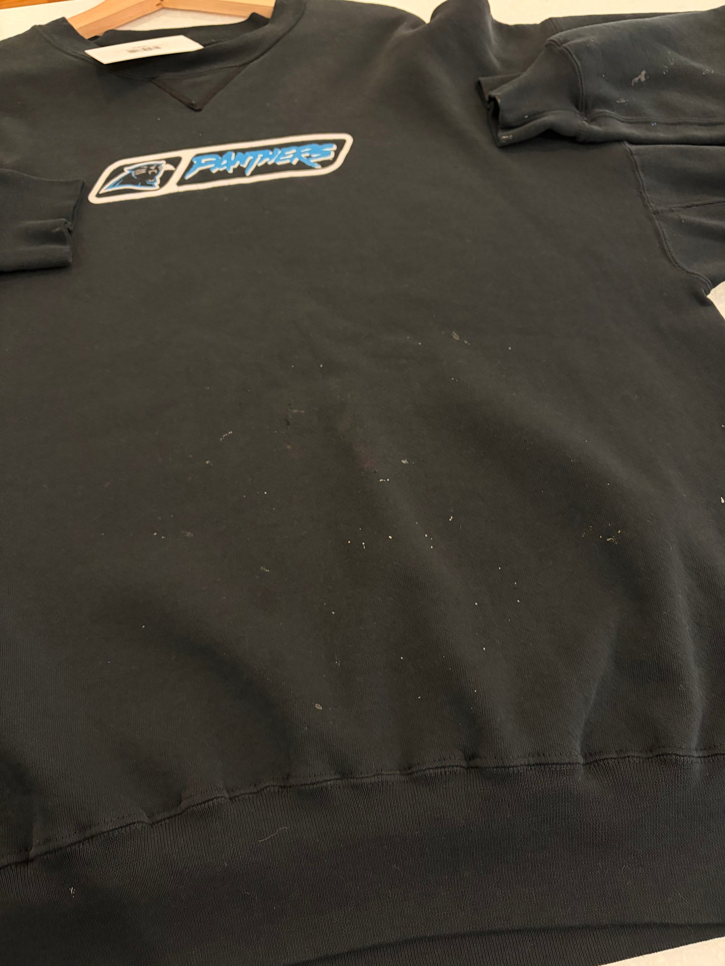 90s Carolina Panthers Cat Scratch Russell Paint Splatter Crewneck (XXL)