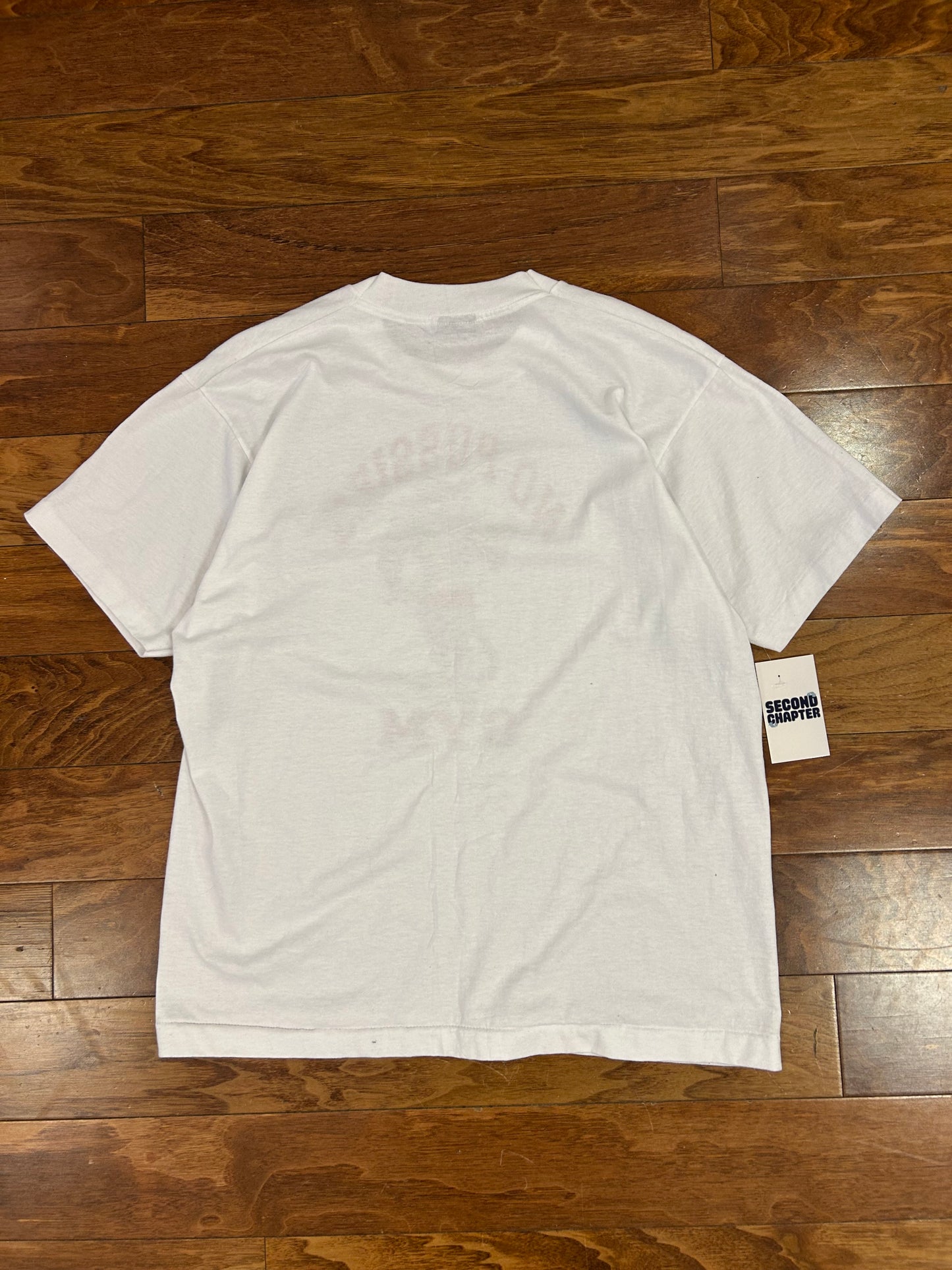 90s No Pussies Gym White Tee (L)