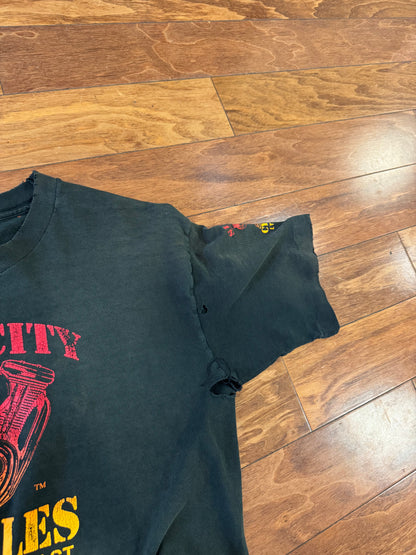 90s Sin City Cycles Thrashed Graphic Tee (L)