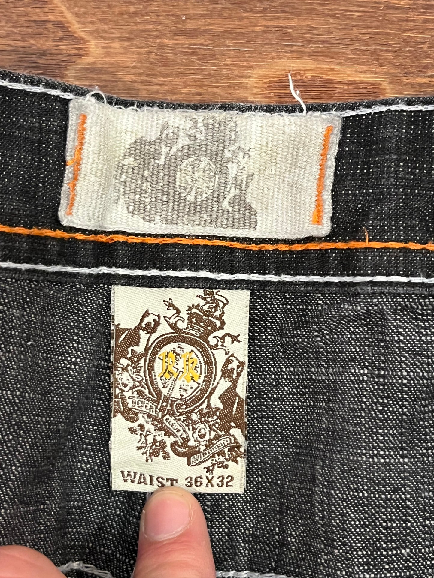 00s RK Denim Black Stitched Pocket Jeans (36x32)