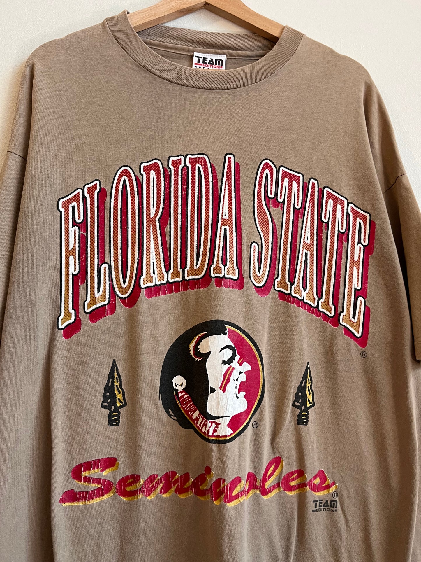 90s Florida State University FSU Team Edition Tan Tee (XL)