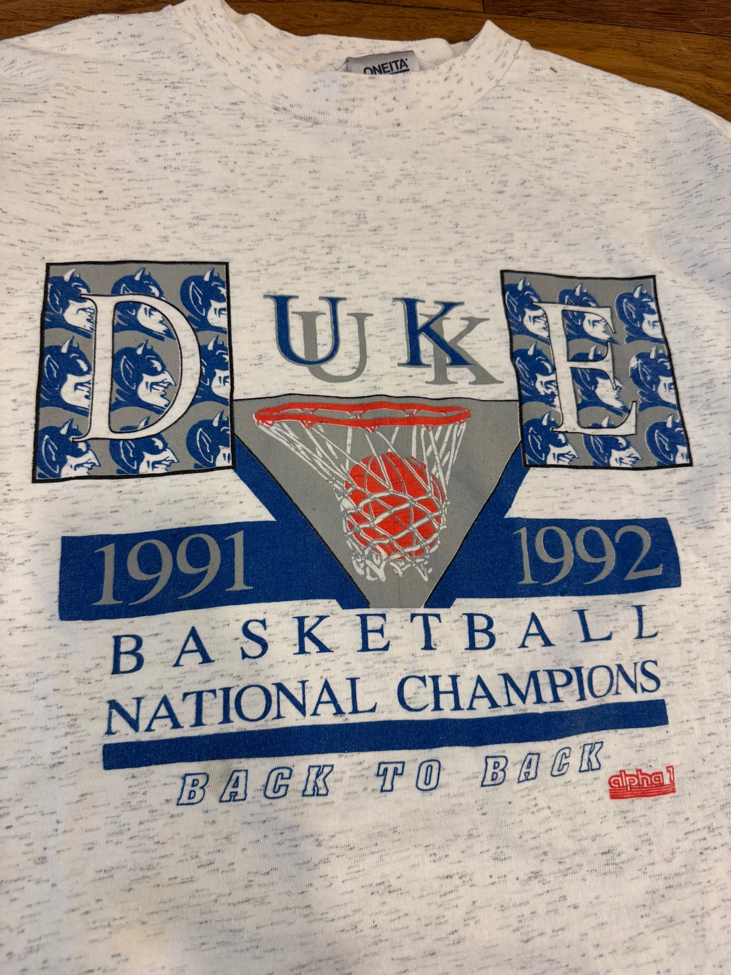 1992 Duke Basketball "Back to Back" Alpha Tee (XL)