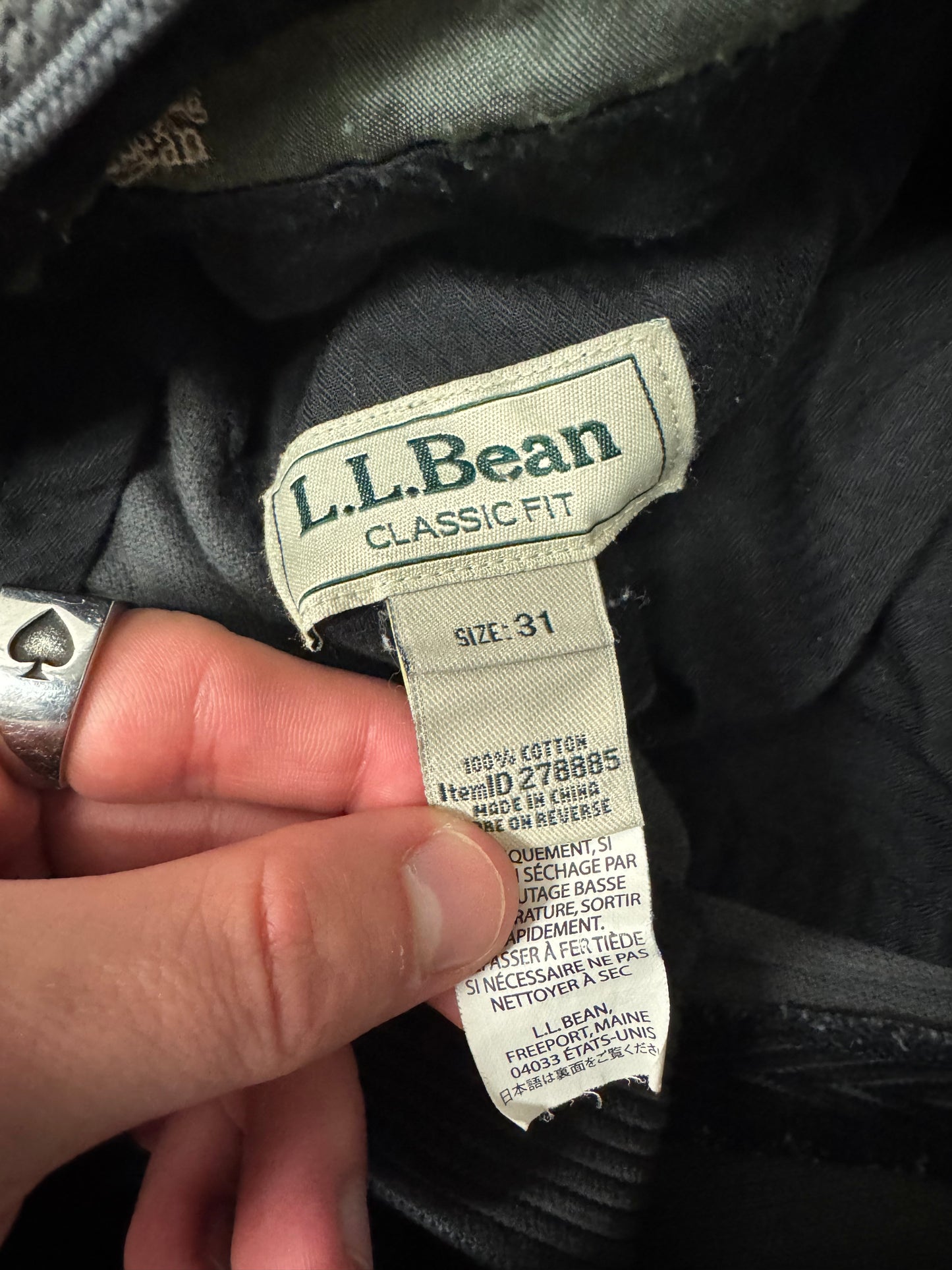 90s LL Bean Vintage Black Corduroy Pants (31 x 30)