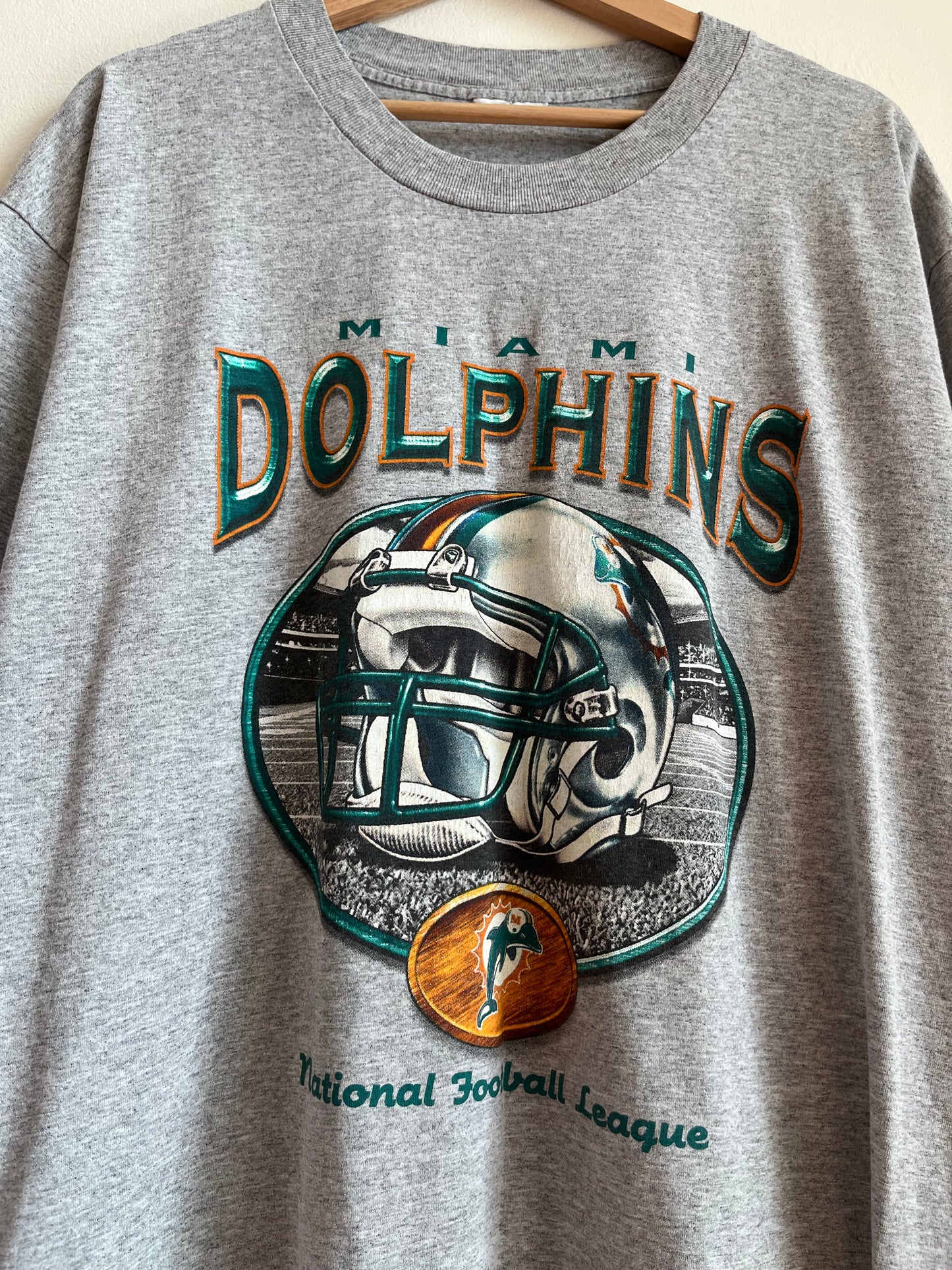 00s Miami Dolphins Grey Helmet Tee (XL)