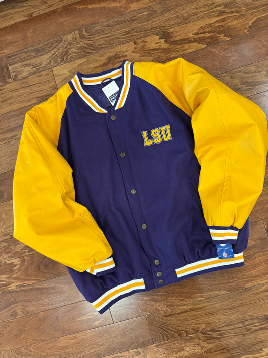 90s LSU Vintage Steve & Barry's Two Tone Varsity Jacket (XXL)