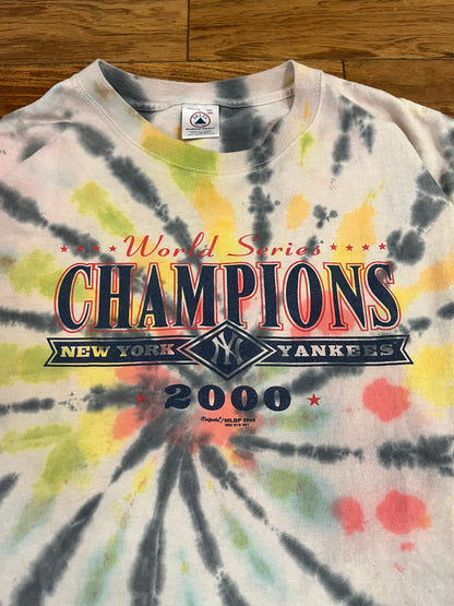 2000 New York Yankees Rainbow Tie Dye Tee (XXL)