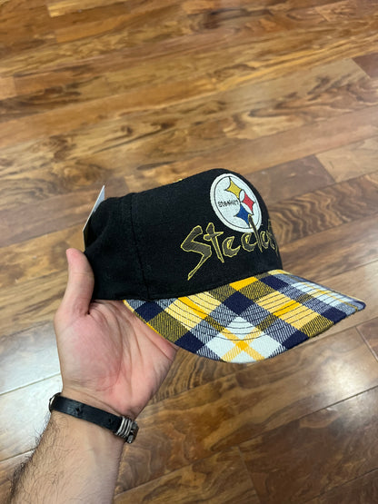 90s Pittsburgh Steelers Plaid Rare Script Hat (OS)