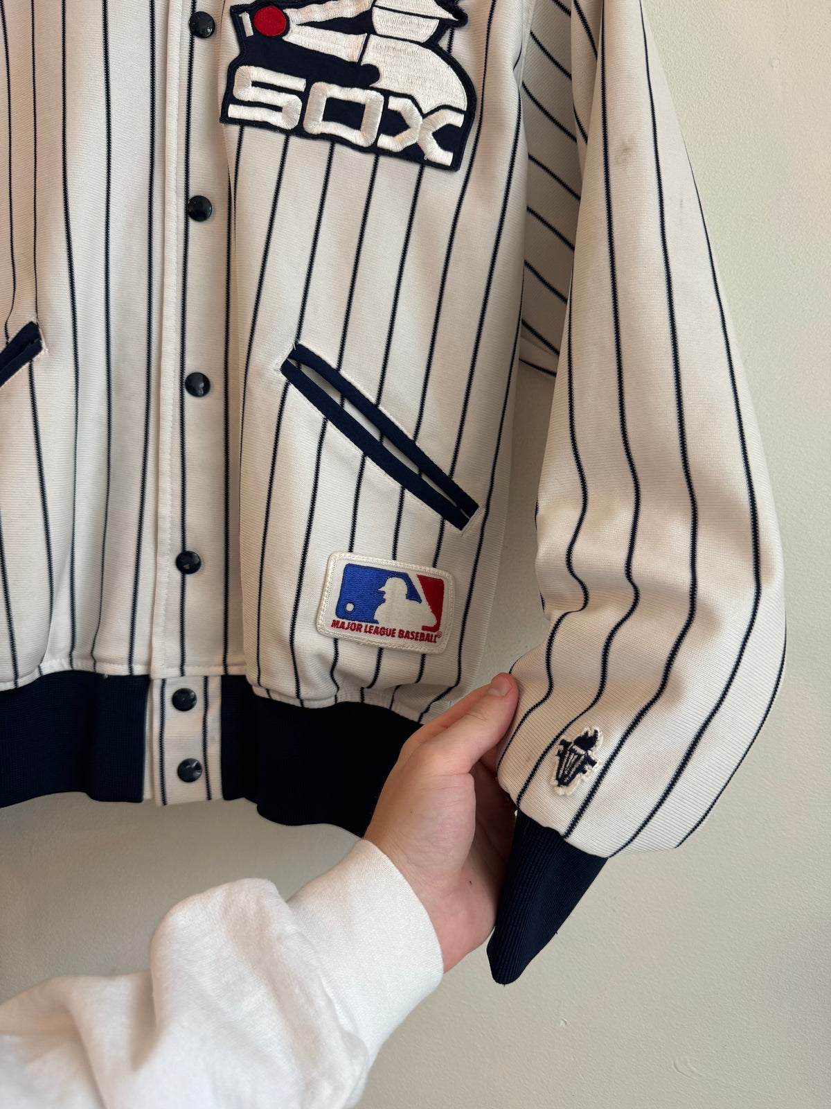80s Chicago White Sox Vintage Pinstripe Coach Jacket (M)