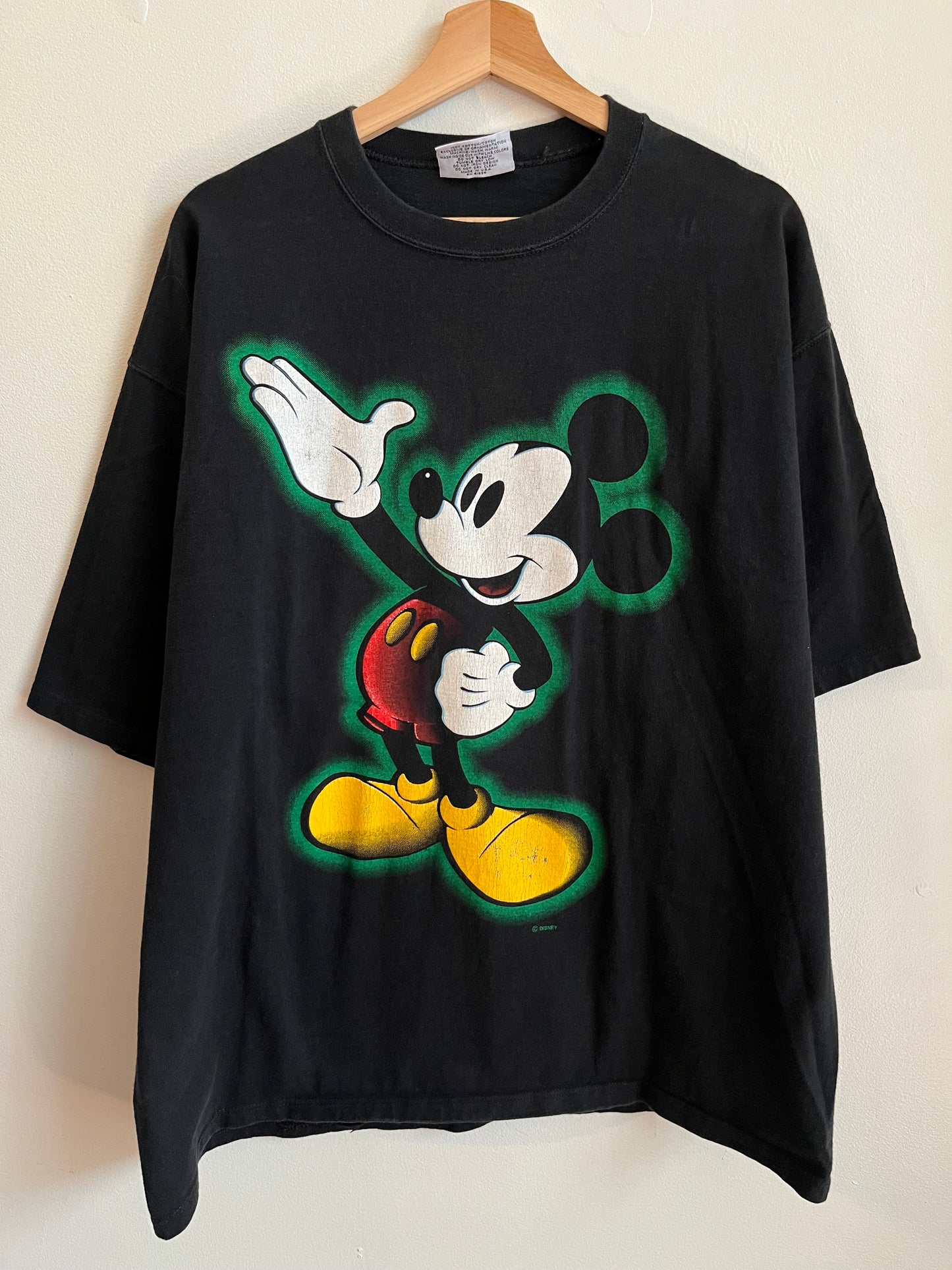 90s Mickey Mouse Disney Genius Green Glow Tee (L)