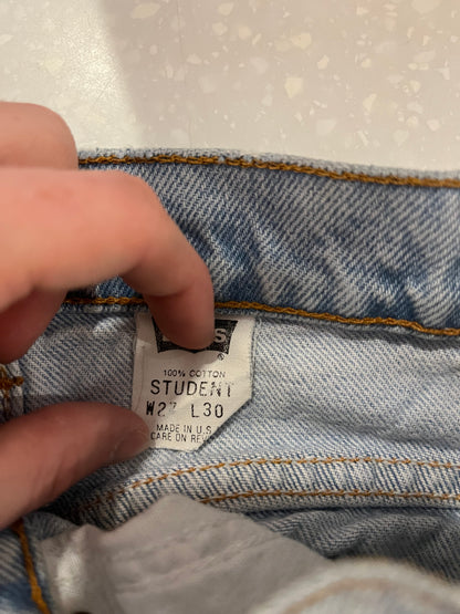 1993 Levi's Student 550 Orange Tab Light Wash Shorts (26)