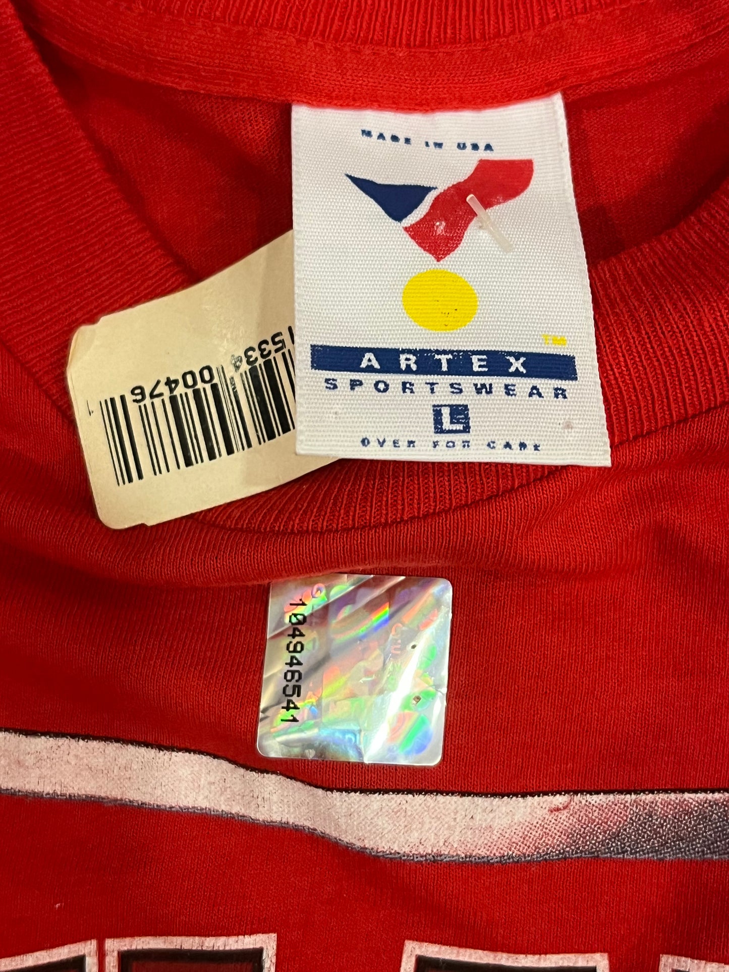 90s Atlanta Hawks Big Graphic Basketball Net Vintage NBA Tee (L)