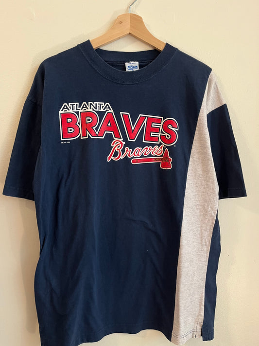 1994 Atlanta Braves Salem Color Block Stripe Tee (XL)
