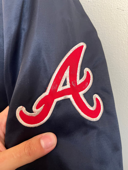 90s Atlanta Braves Navy & Red Majestic Satin Jacket (L)