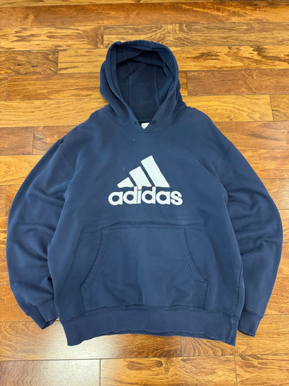 00s Adidas Essential Logo Navy Vintage Hoodie (XL)