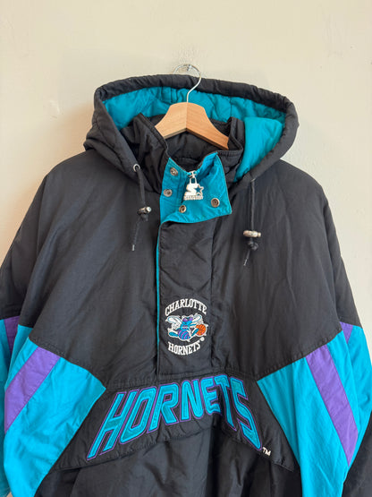 90s Charlotte Hornets Black Starter Puffer Jacket (L)