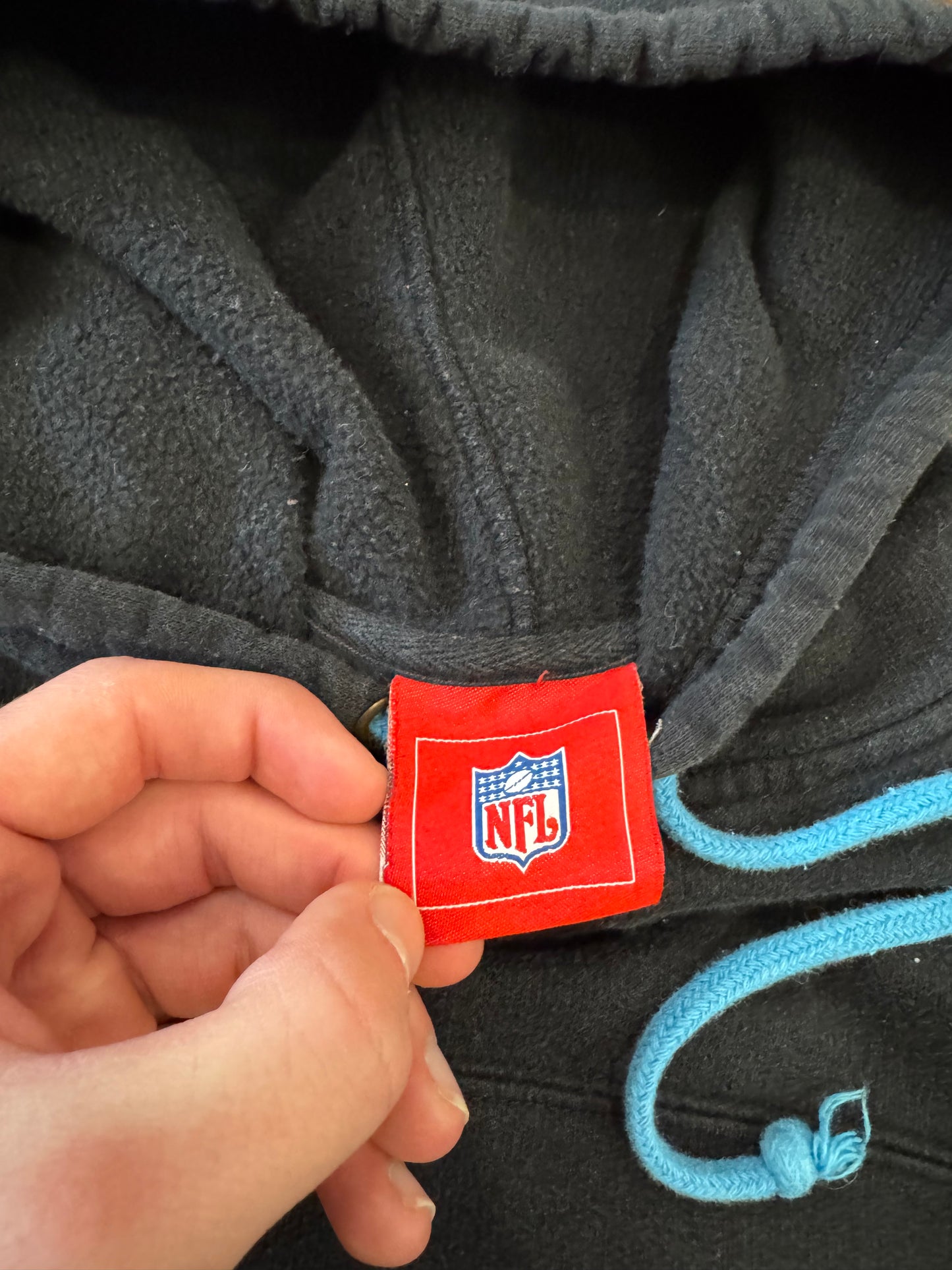 00s Carolina Panthers NFL Black Spell Out Hoodie (M)