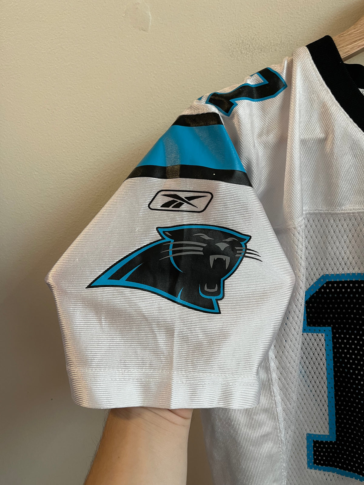 00s Carolina Panthers Jake Delhomme Reebok Away Reebok Jersey (Youth L)