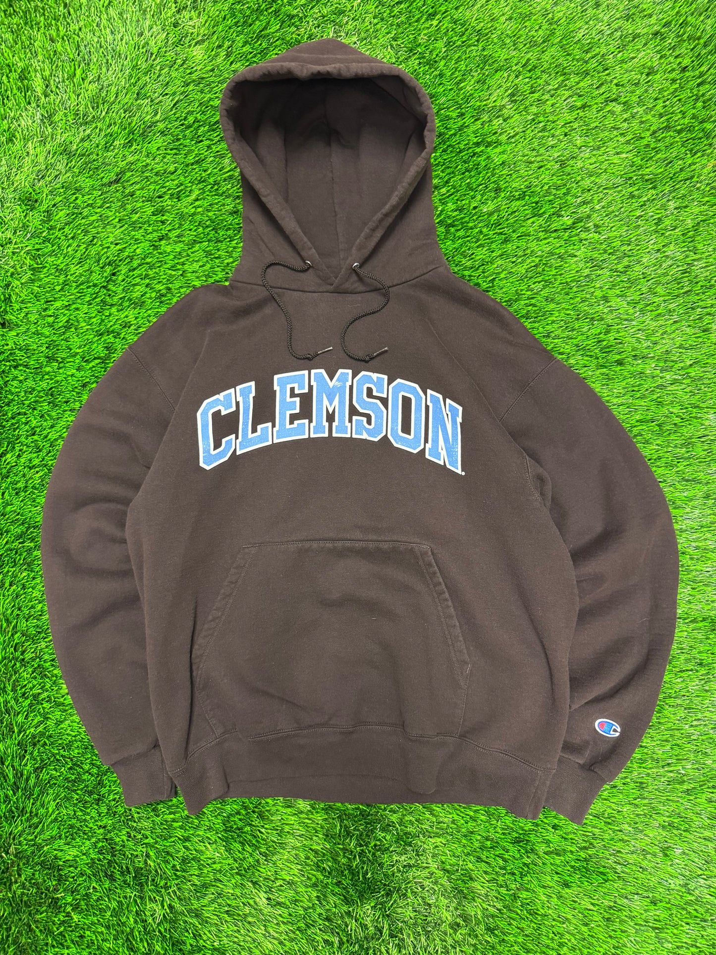 00s University of Clemson Mocha Vintage Champion Spell Out Hoodie (L)