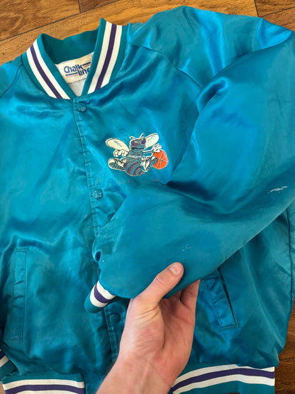 80s Charlotte Hornets Chalk Line Satin Jacket (L)