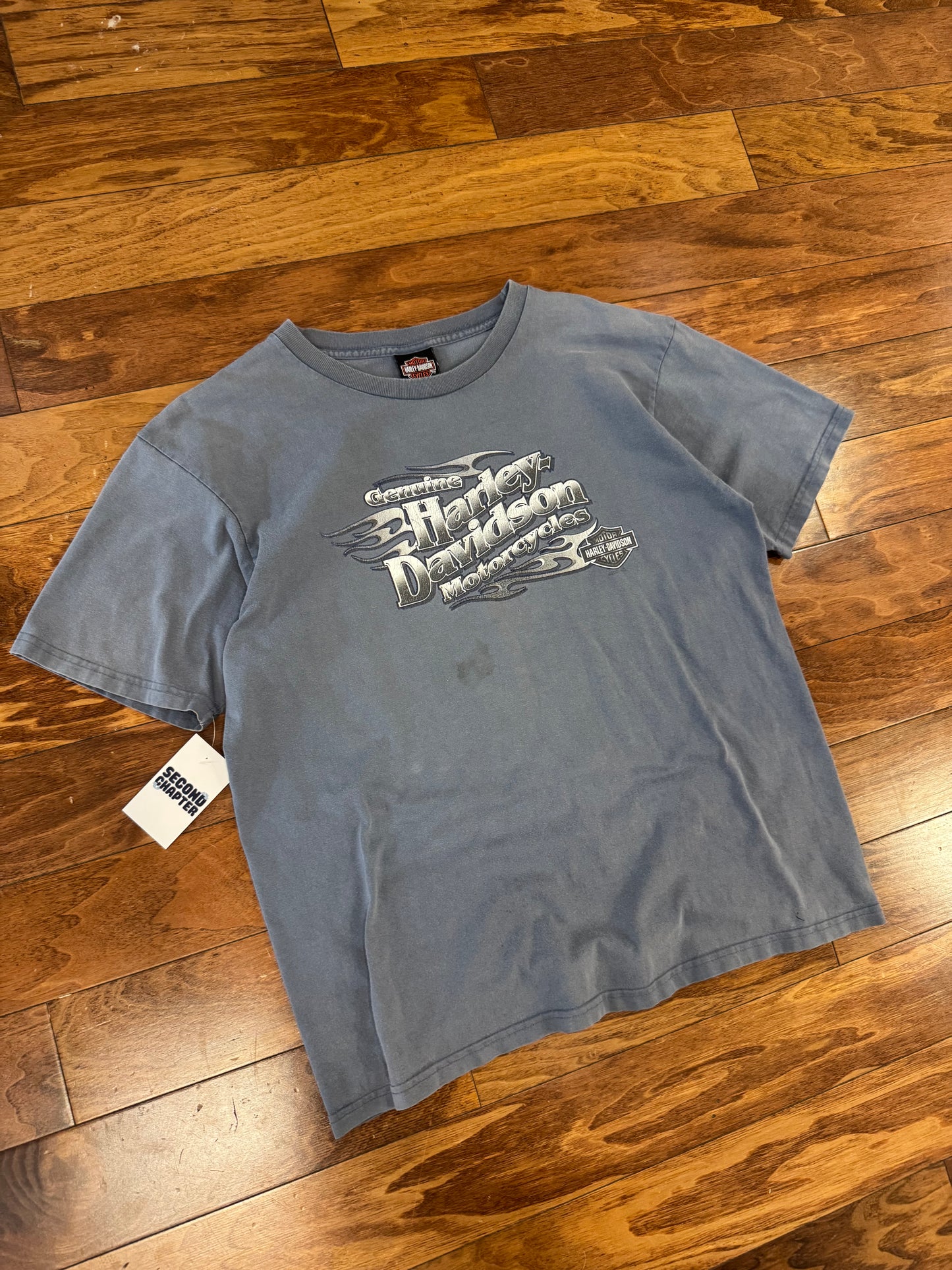 00s Harley Davidson Metal Emblem Curly's Tee (XL)