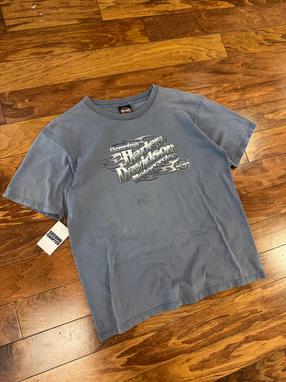 00s Harley Davidson Metal Emblem Curly's Tee (XL)
