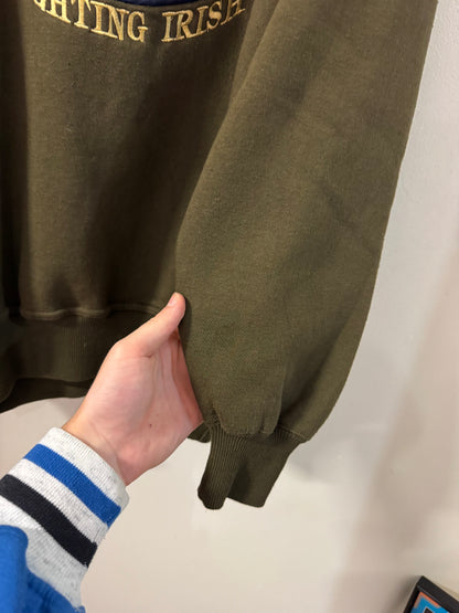90s Notre Dame Embroidered Crable Green Crewneck (L)