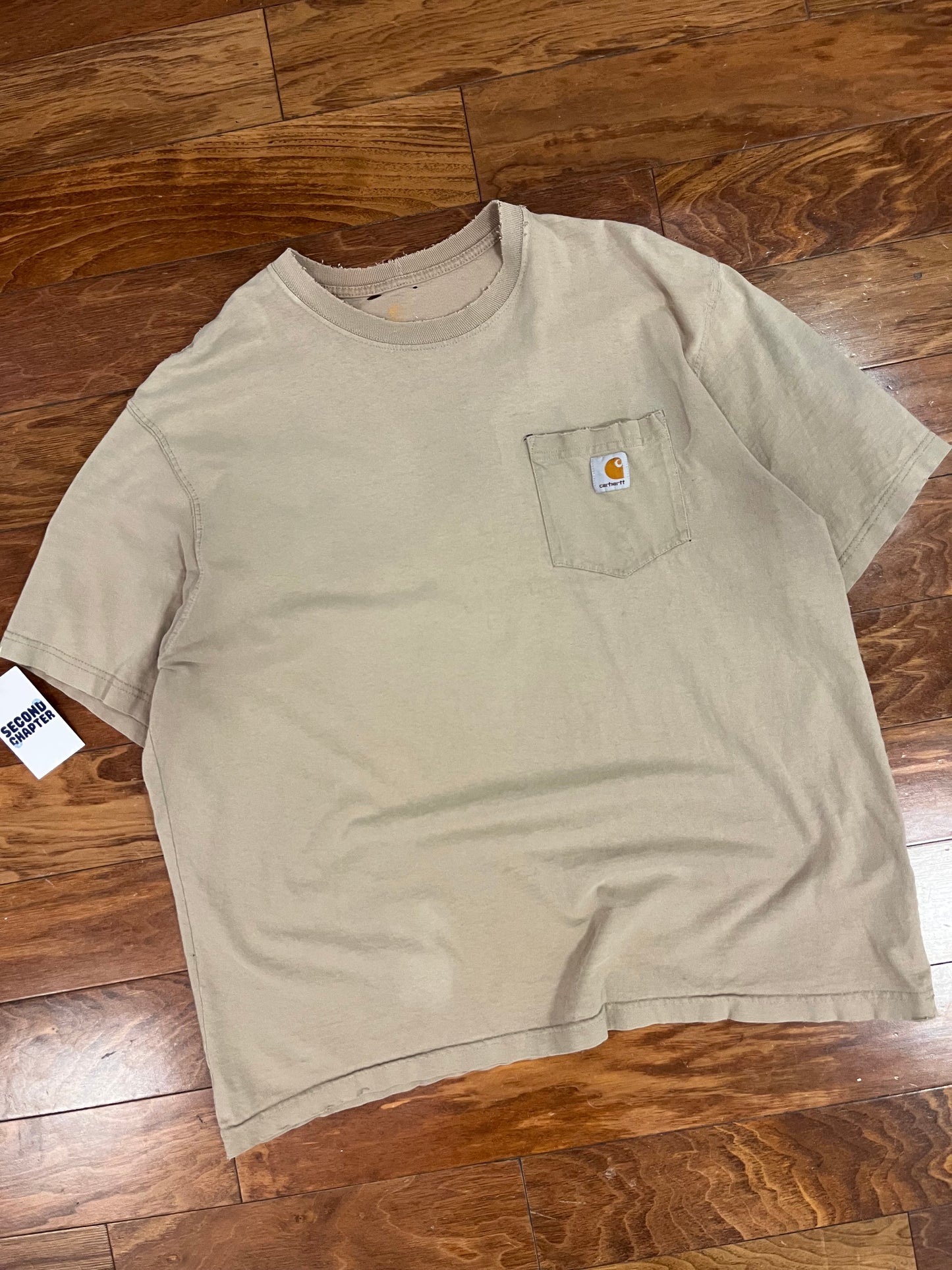 00s Carhartt Oatmeal Pocket Tee (Repair) (XL)