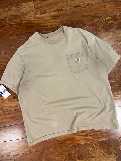 00s Carhartt Oatmeal Pocket Tee (Repair) (XL)